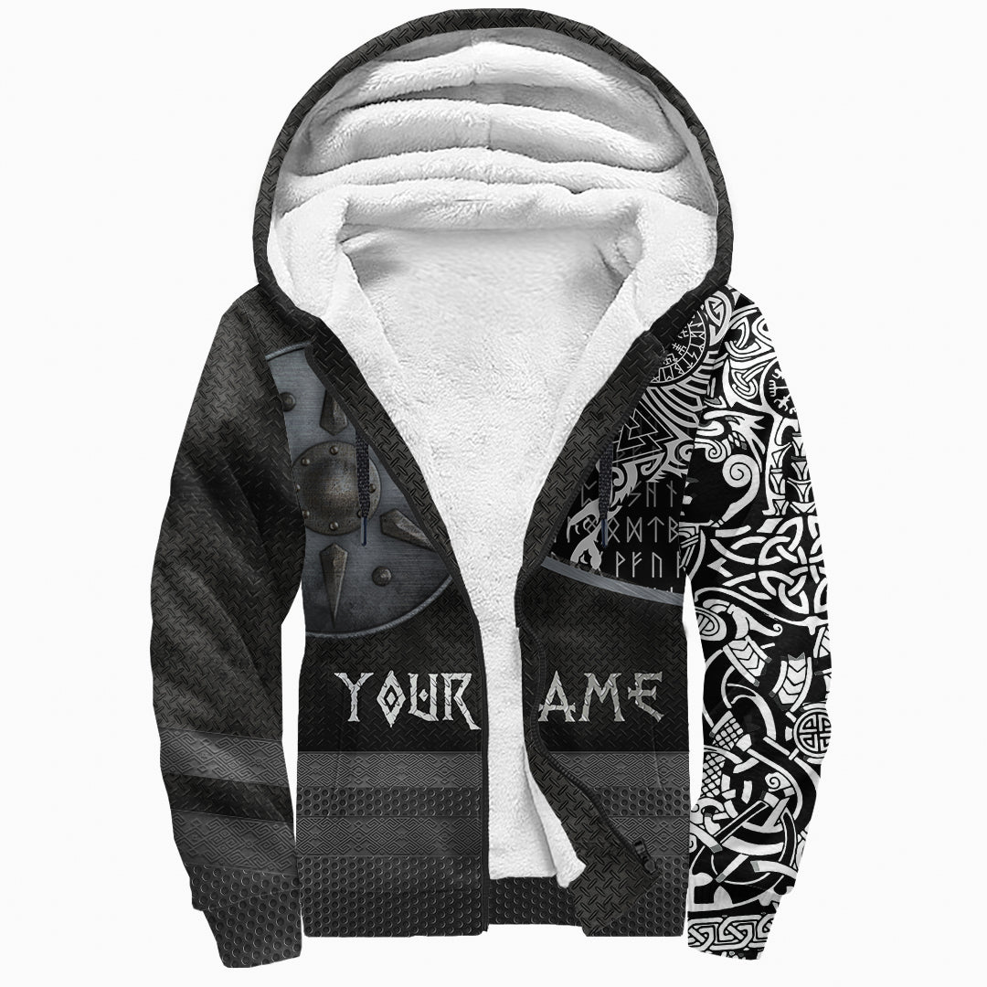 (Custom) Viking Sherpa Hoodie Armor - Raven Tattoo RLT12 - Wonder Print Shop