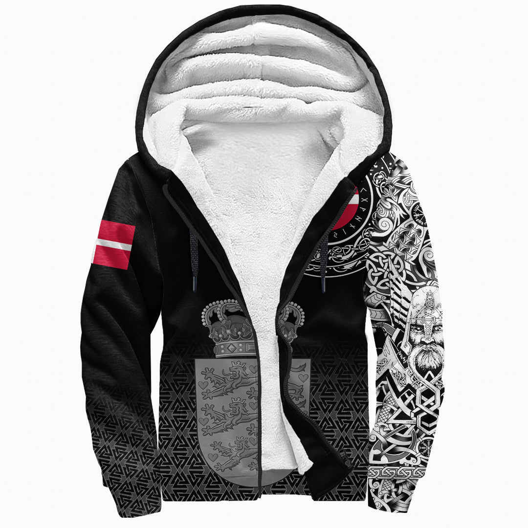 Viking Sherpa Hoodie - Denmark Coat Of Arms RLT12 - Wonder Print Shop