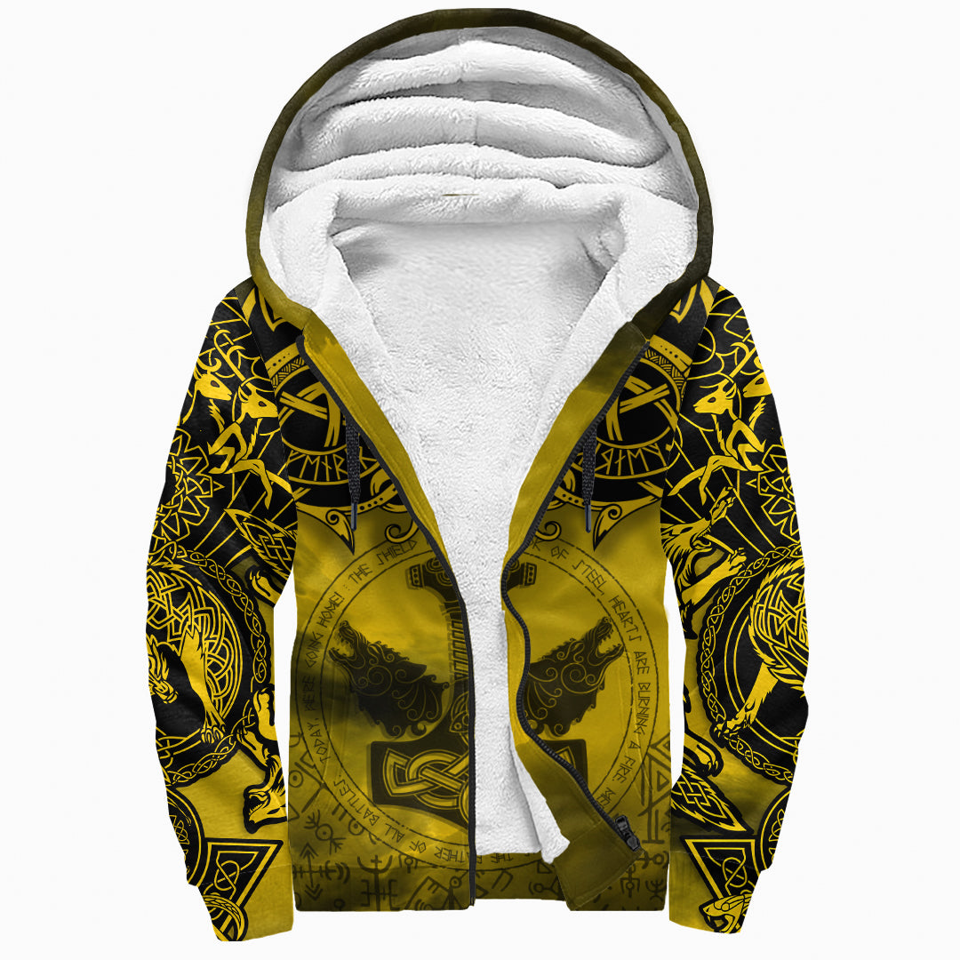Viking Sherpa Hoodie - Fenrir and Mjolnir RLT12 - Wonder Print Shop