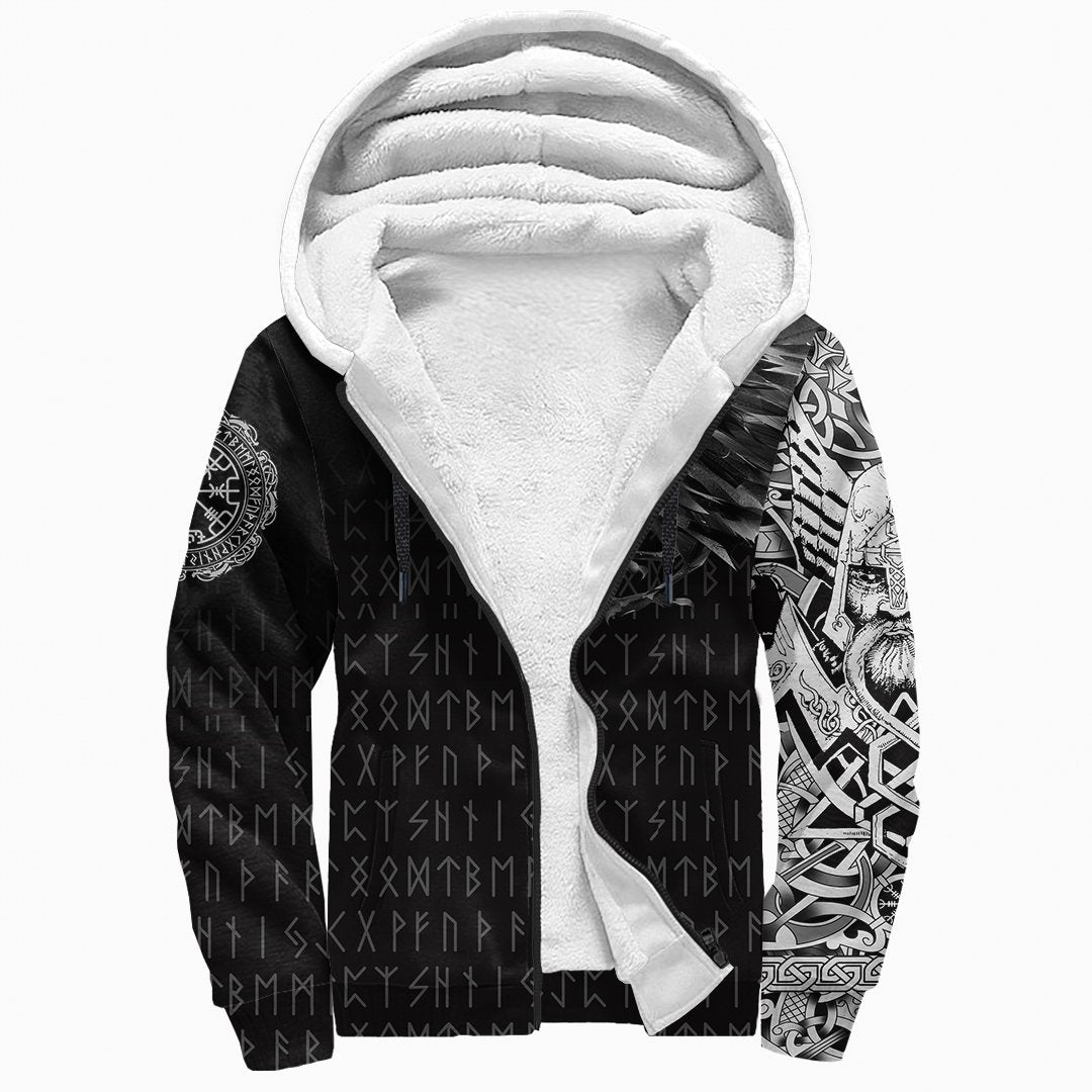 Viking Sherpa Hoodie - The Raven Of Odin Rune RLT12 - Wonder Print Shop