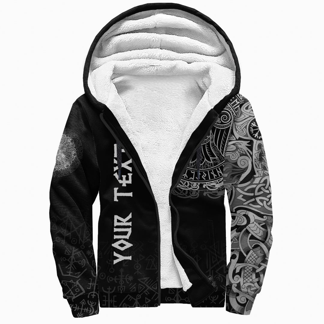 (Custom) Viking Sherpa Hoodie - Celtic Raven Tattoo RLT12 - Wonder Print Shop