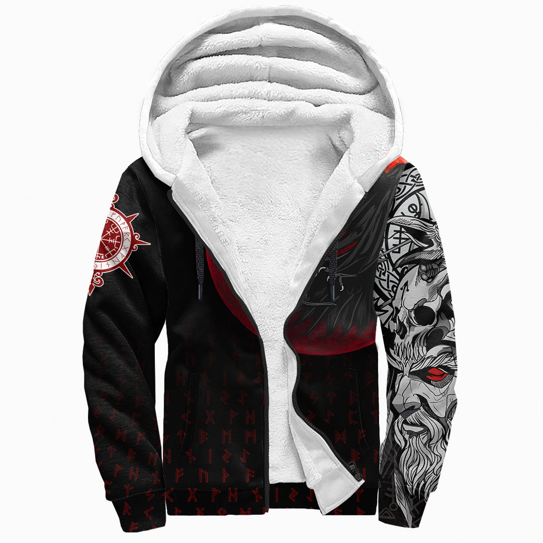 Viking Sherpa Hoodie - Viking Raven Blood Moon RLT12 - Wonder Print Shop