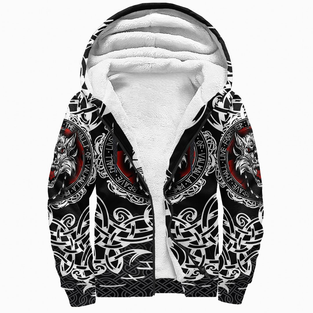 Viking Sherpa Hoodie, Fenrir Wolf RLT12 - Wonder Print Shop