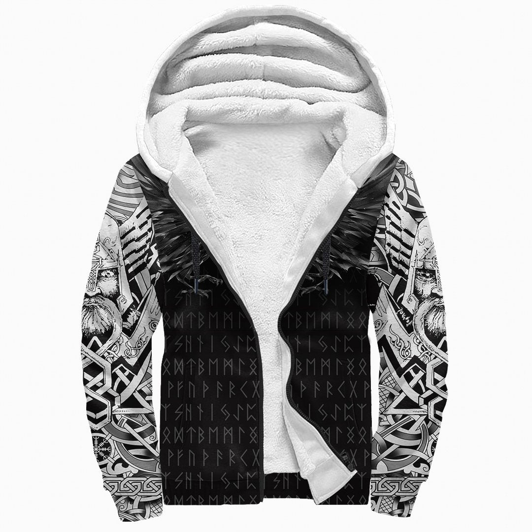 Viking Sherpa Hoodie - Odin Huginn and Muninn Rune RLT12 - Wonder Print Shop