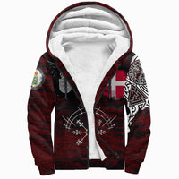 Viking Sherpa Hoodie - Denmark Raven Of Odin and Symbol Viking On Blood Background RLT12 - Wonder Print Shop