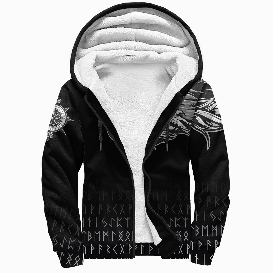 Viking Sherpa Hoodie Fenrir Wolf Near Shoulder RLT12 - Wonder Print Shop