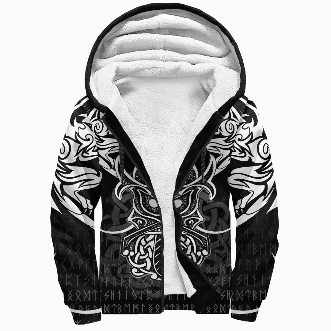 Viking Sherpa Hoodie - Njord and Dragon Tattoo RLT12 - Wonder Print Shop