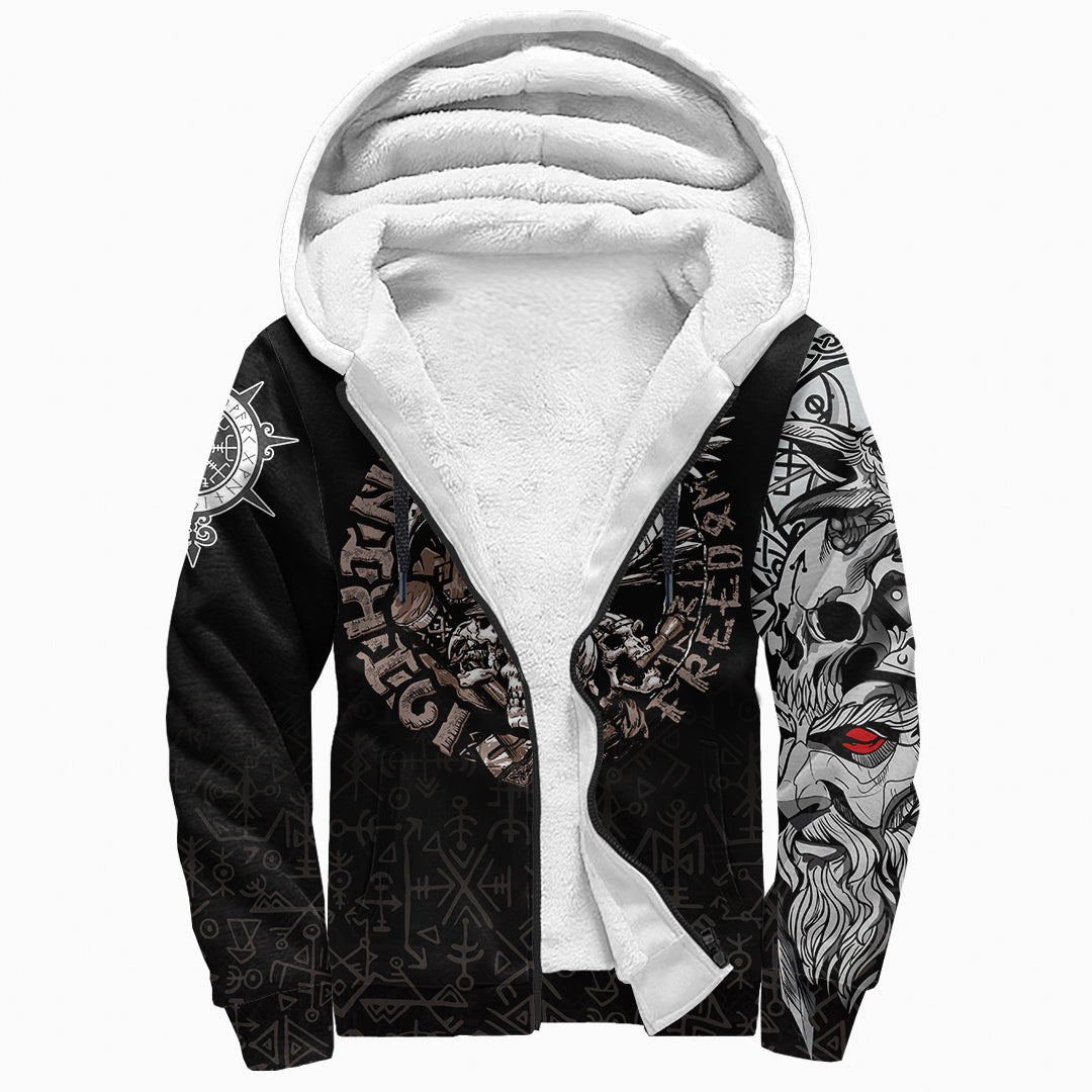 (Custom) Viking Warrior Sherpa Hoodieodin Tattoo RLT12 - Wonder Print Shop