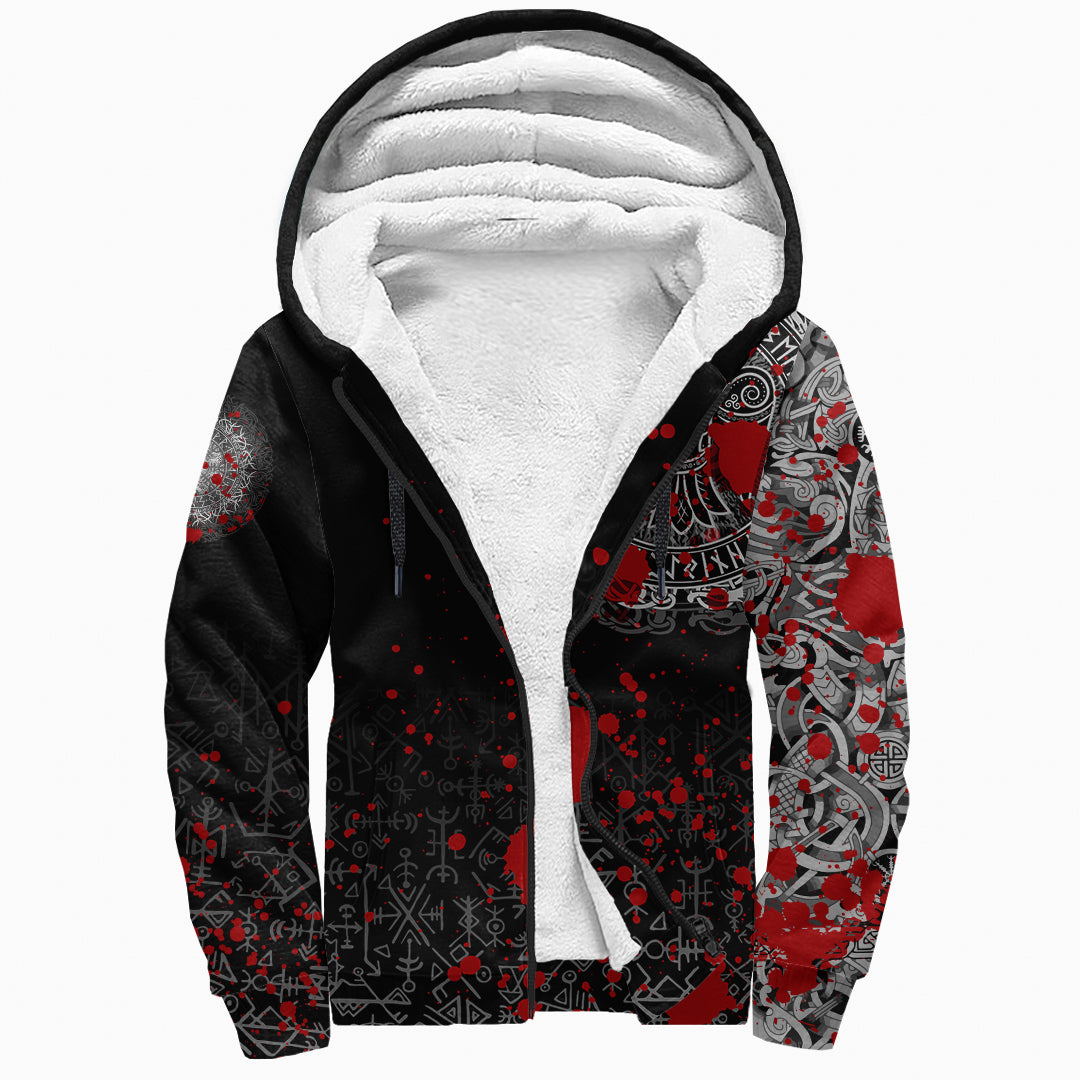 Viking Sherpa Hoodie - Raven Celtic Tattoo Blood RLT12 - Wonder Print Shop