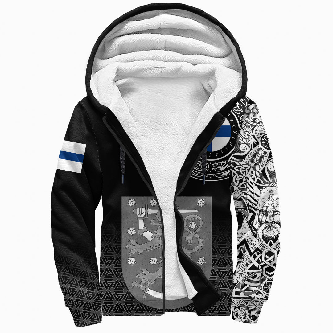 Viking Sherpa Hoodie - Finland Coat Of Arms RLT12 - Wonder Print Shop