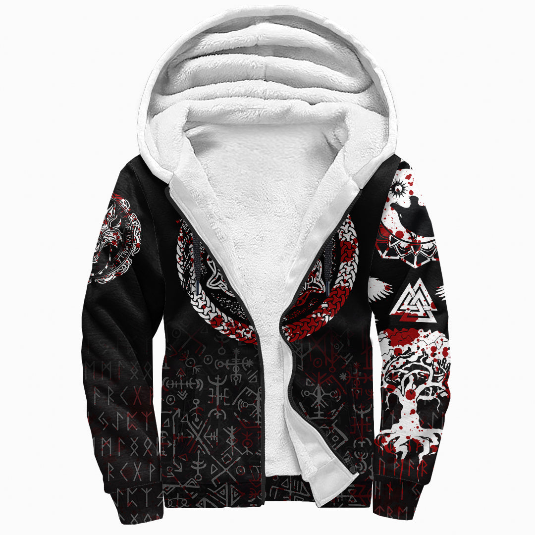 Viking Sherpa Hoodie - Fierce Blood Wolf Symbol Of A Viking Nordic RLT12 - Wonder Print Shop