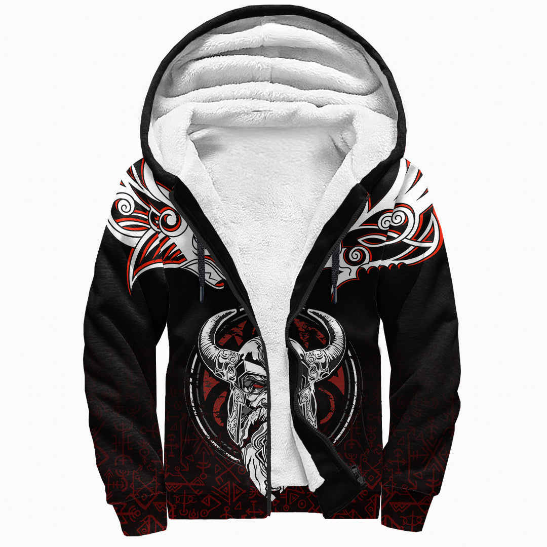 Viking Sherpa Hoodie Odin, Raven, Fenrir and Valknut RLT12 - Wonder Print Shop