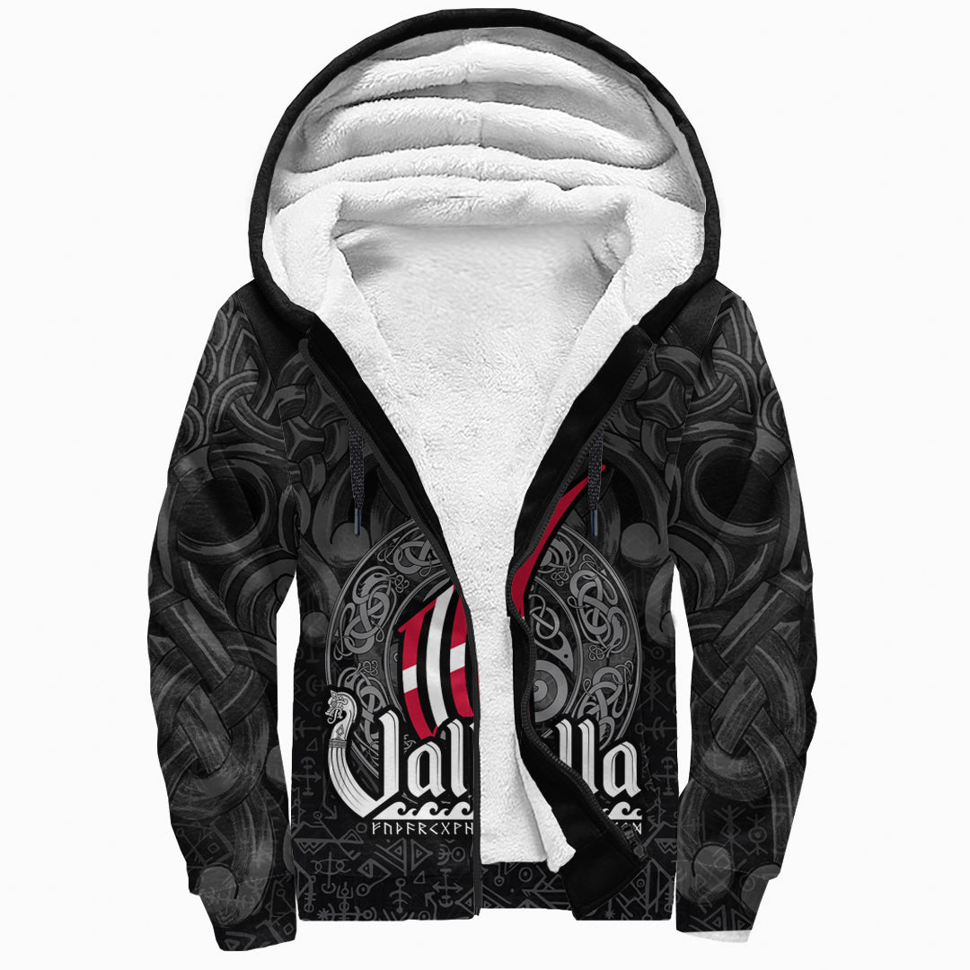 (Custom) Viking Sherpa Hoodie - Denmark Odin And Drakkar RLT12 - Wonder Print Shop