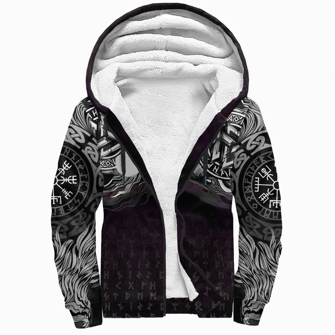 Viking Sherpa Hoodie Hati and Skoll Valknut RLT12 - Wonder Print Shop