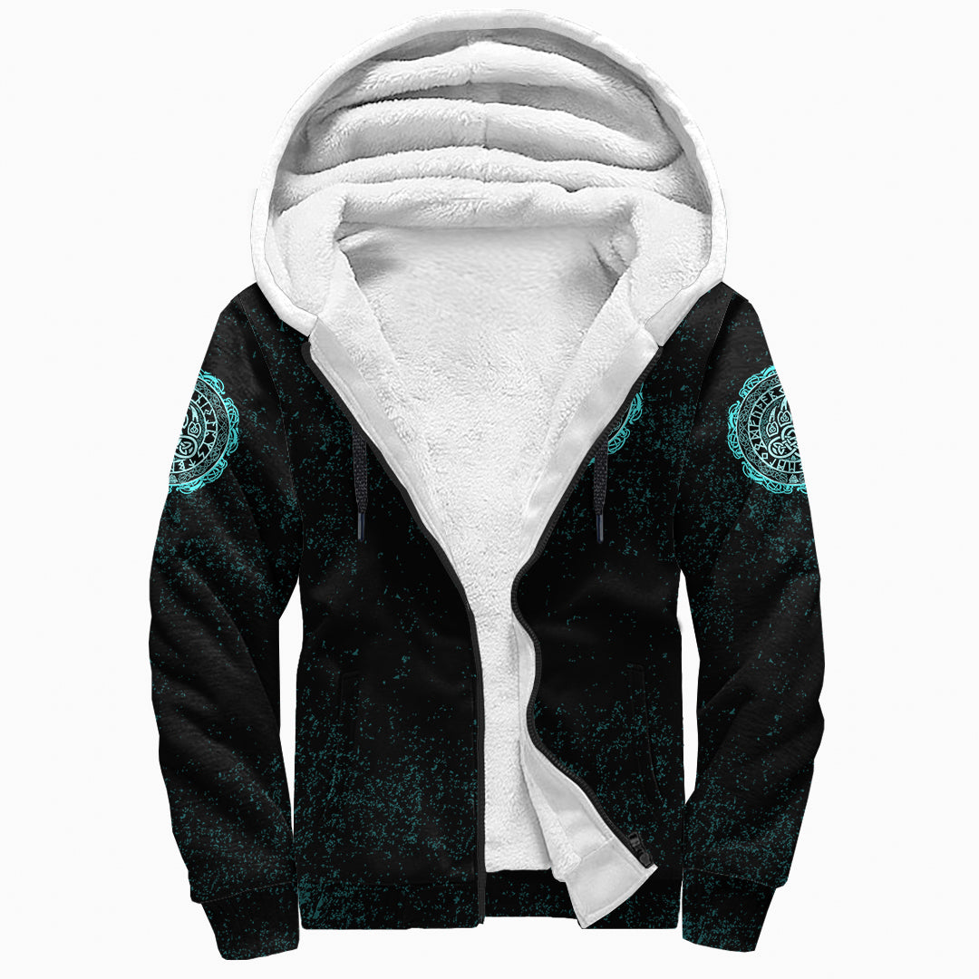 Viking Sherpa Hoodie - Viking Bear Claws Cyan Tattoo RLT12 - Wonder Print Shop