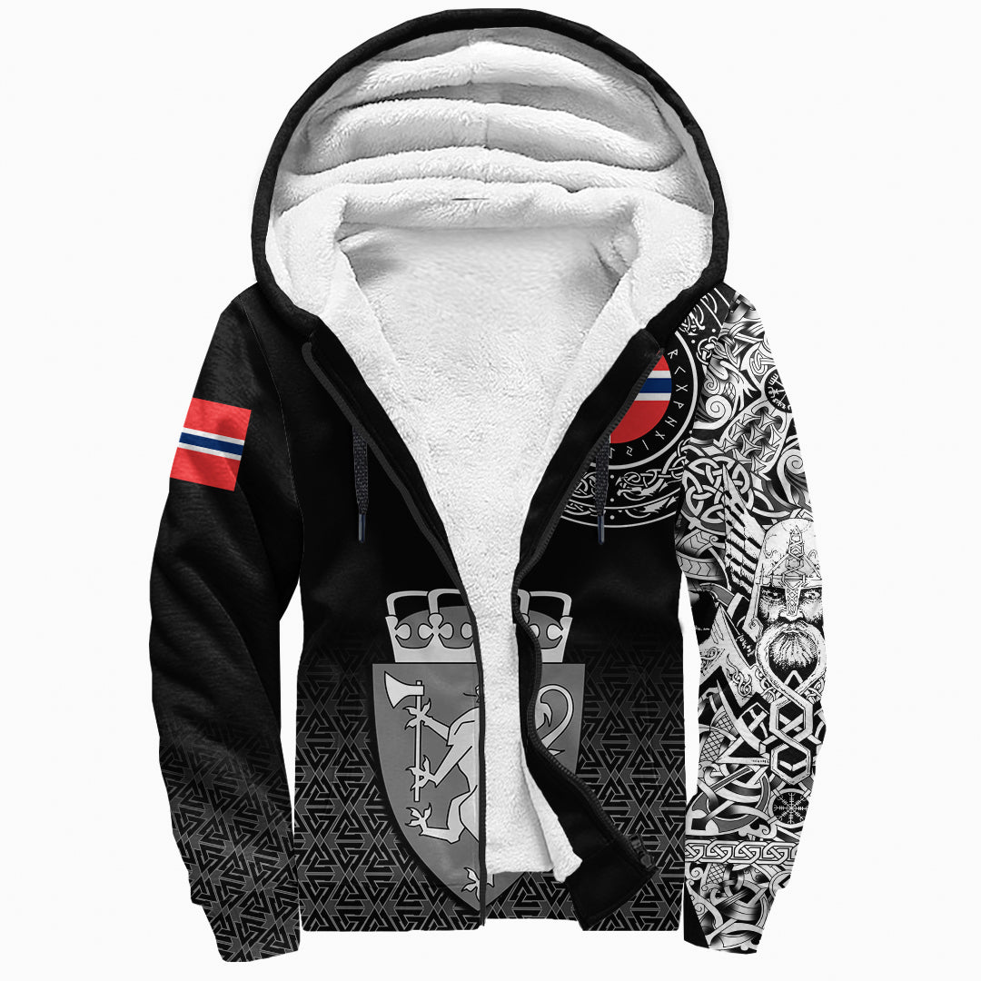 Viking Sherpa Hoodie - Norway Coat Of Arms RLT12 - Wonder Print Shop