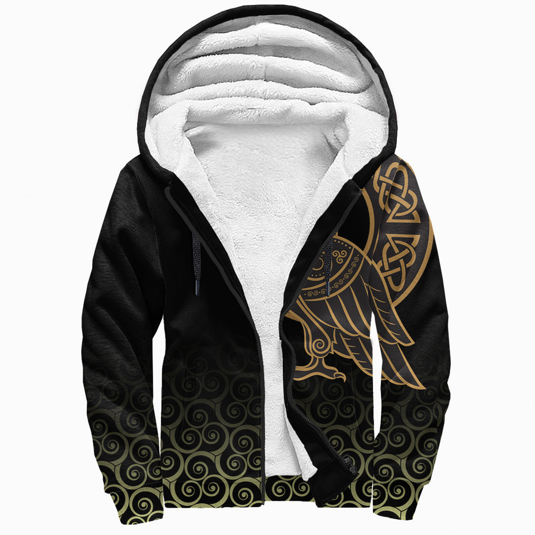 Viking Sherpa Hoodie Owl Celtic On Triskele Background RLT12 - Wonder Print Shop