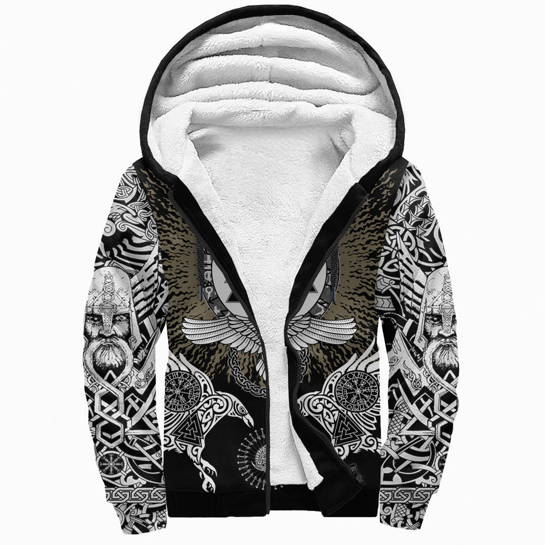 Viking Sherpa Hoodie Raven, Valknut and Vegvisir RLT12 - Wonder Print Shop