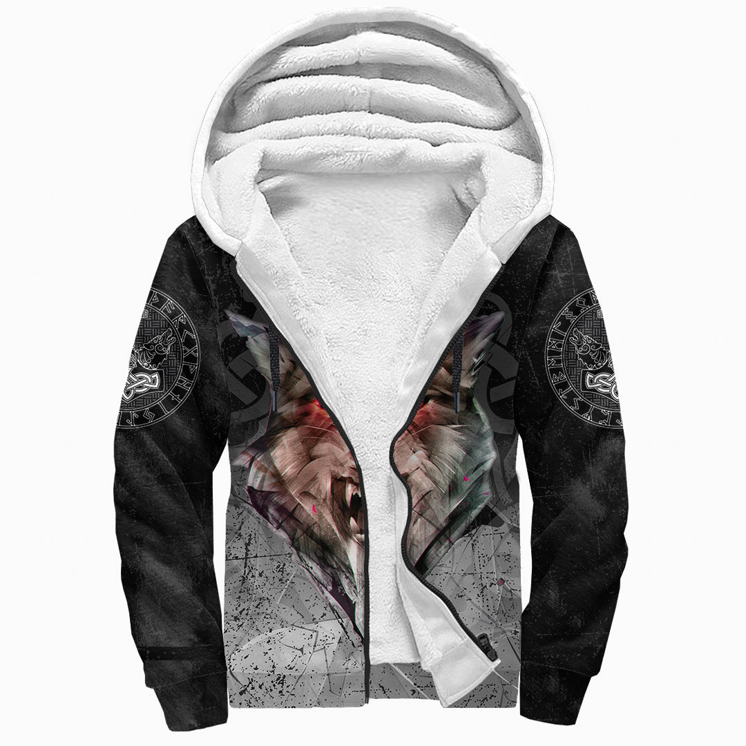Viking Sherpa Hoodie - Fenrir Norse Wolf RLT12 - Wonder Print Shop