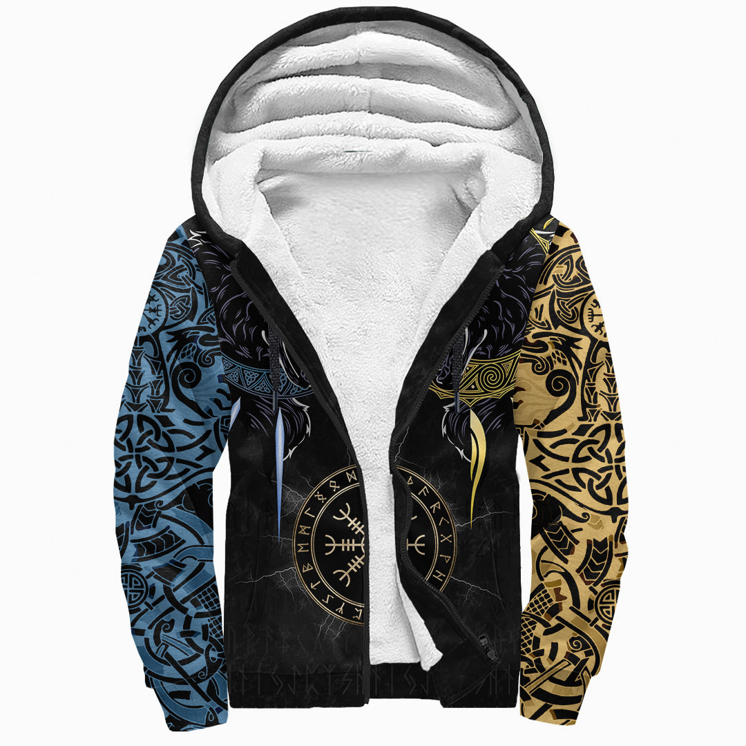 Viking Sherpa Hoodie - Hati and Skoll Tattoo RLT12 - Wonder Print Shop
