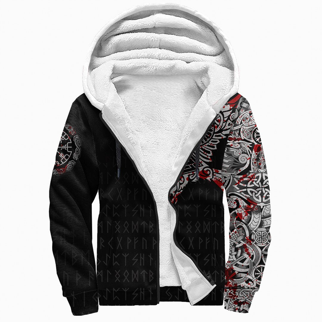 Viking Raven Tatoo Blood Sherpa Hoodie A15 RLT12 - Wonder Print Shop
