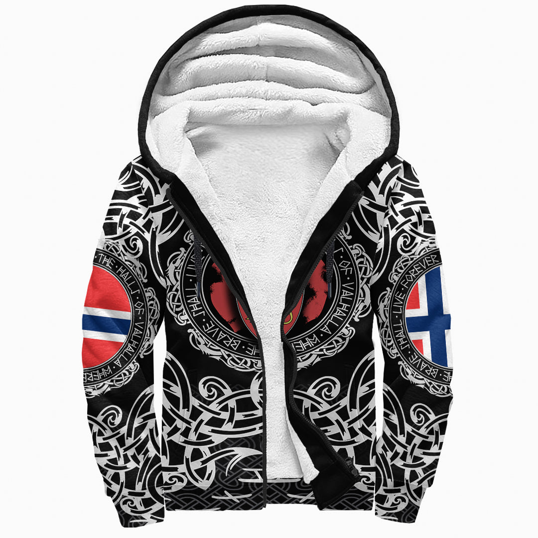 Viking Sherpa Hoodie - Norway Viking Pattern RLT12 - Wonder Print Shop