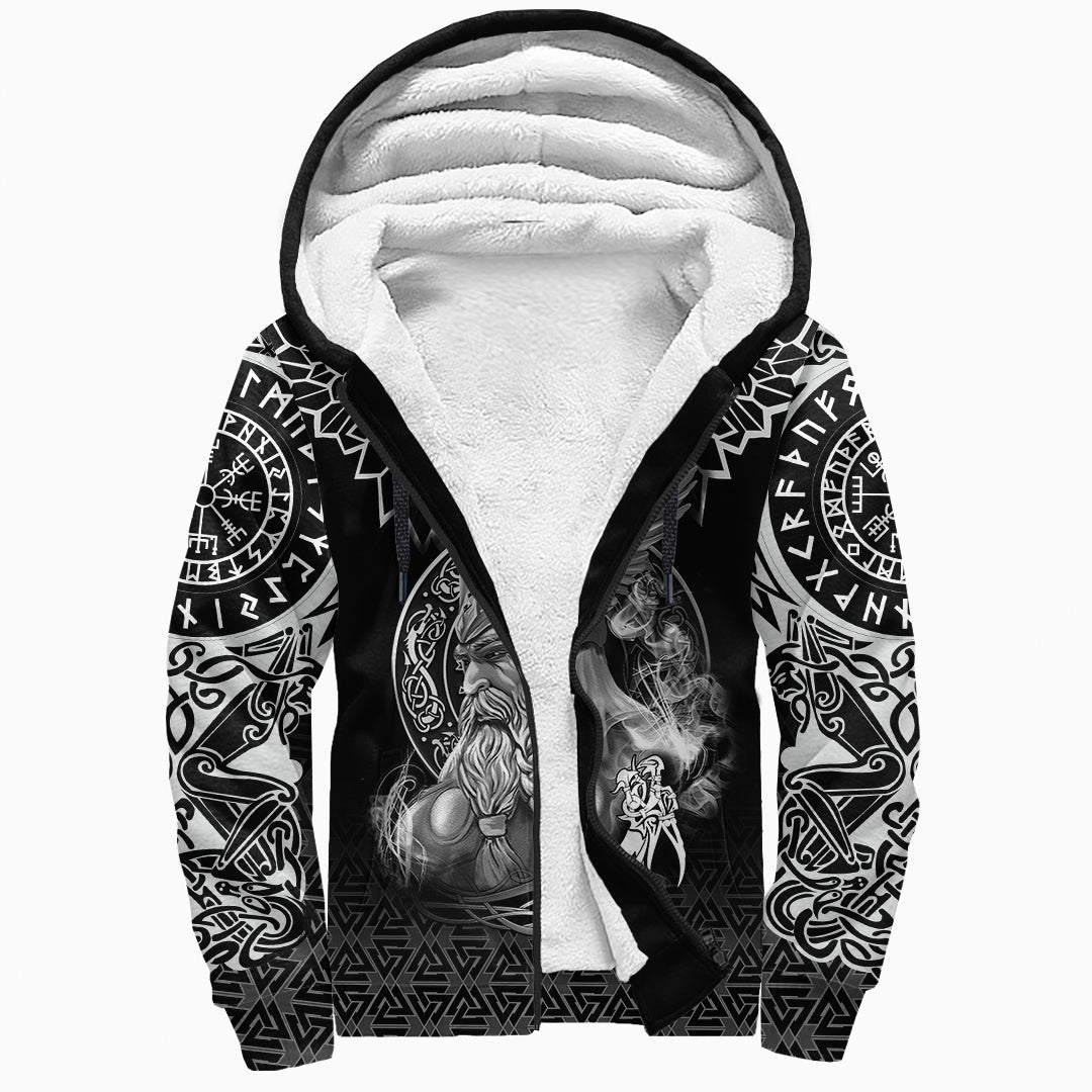 (Custom) Viking Sherpa Hoodie - Odin And Raven Tattoo RLT12 - Wonder Print Shop