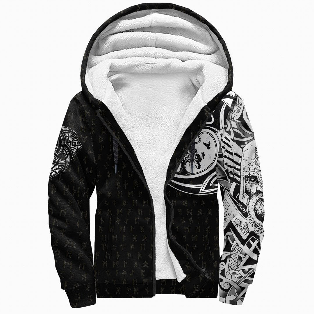 Viking Sherpa Hoodie, Skoll and Hati Rune Tattoo RLT12 - Wonder Print Shop