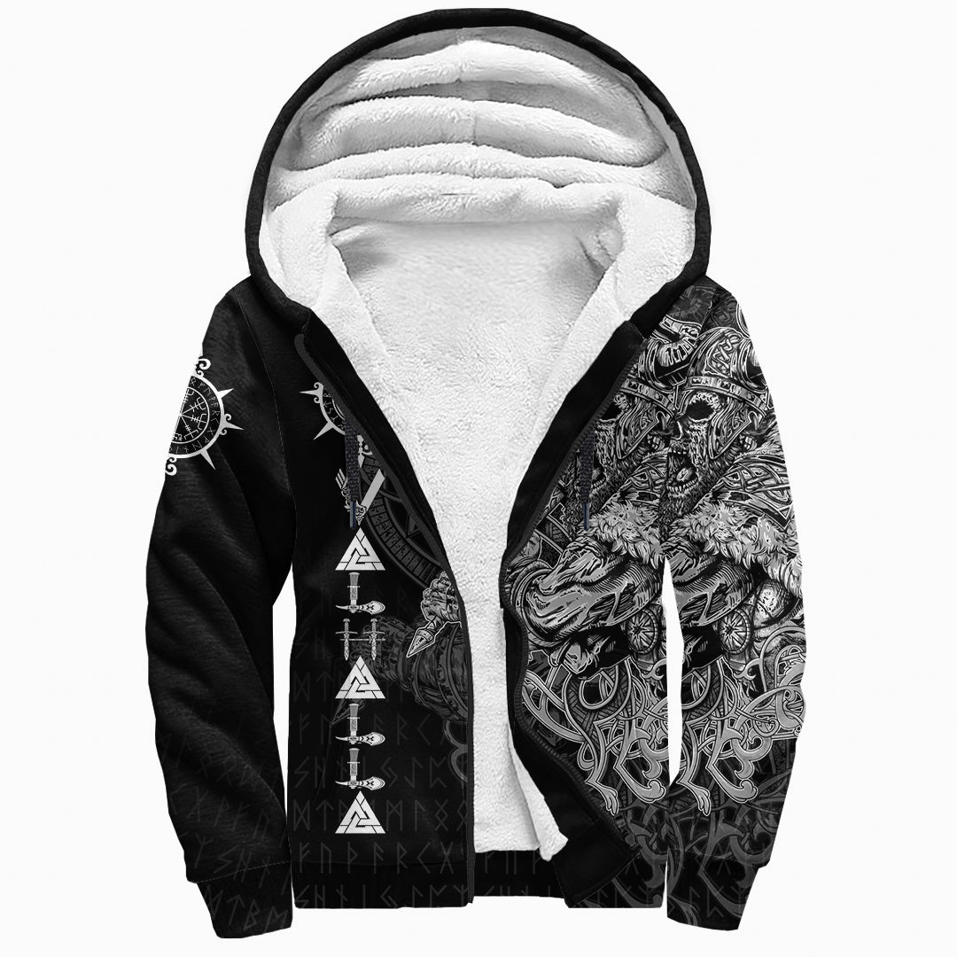 Viking Viking Warrior Valhalla Sherpa Hoodie Style Vegvisir RLT12 - Wonder Print Shop