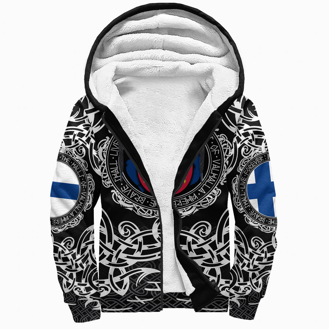 Viking Sherpa Hoodie - Finland Viking Pattern RLT12 - Wonder Print Shop