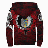 Viking Sherpa Hoodie - Denmark Raven Of Odin and Symbol Viking On Blood Background RLT12 - Wonder Print Shop