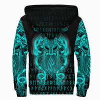 Viking Tyr Tattoo Cyan Sherpa Hoodie RLT12 - Wonder Print Shop