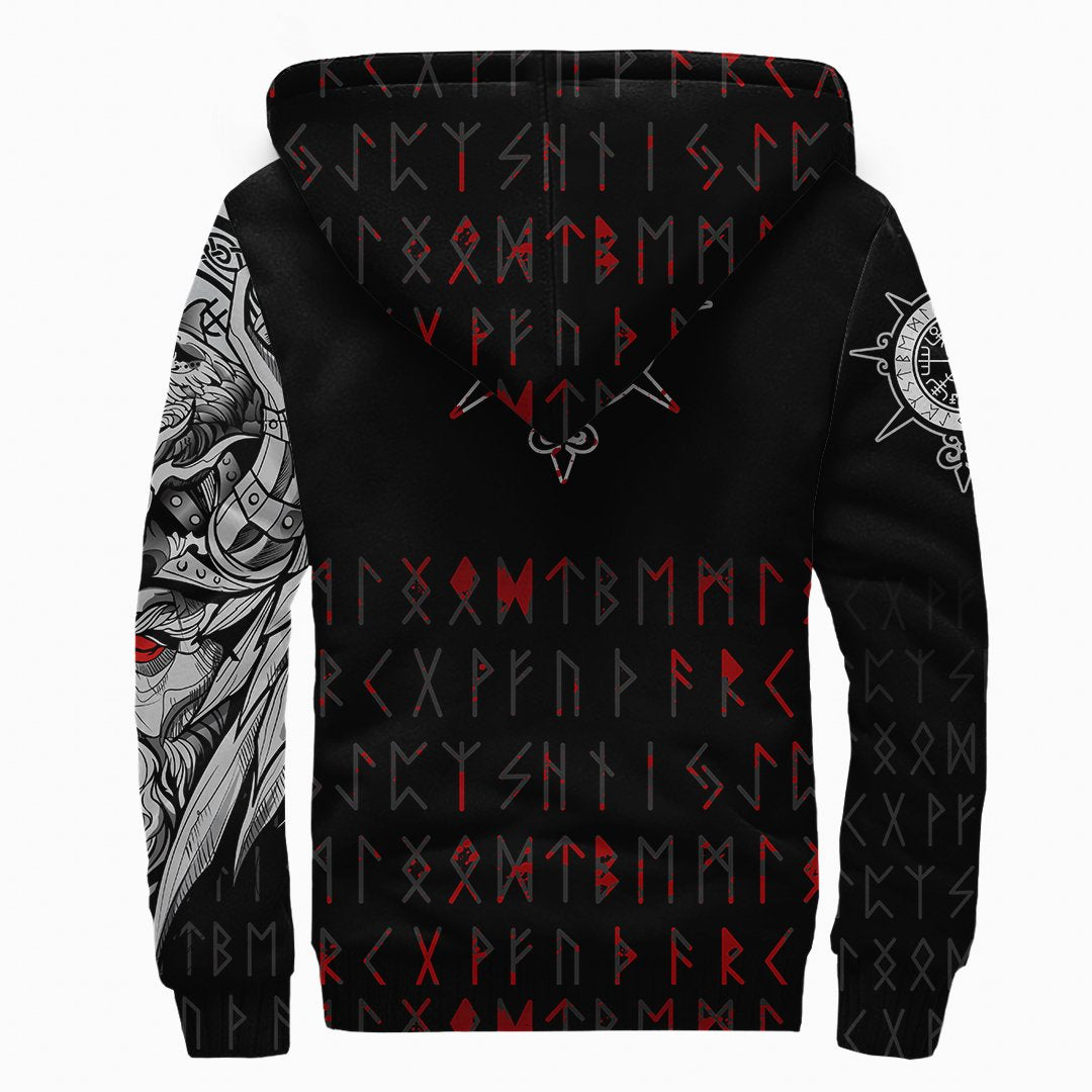 Viking Sherpa Hoodie - Double Dragon Tattoo and Vegvisir Blood RLT12 - Wonder Print Shop