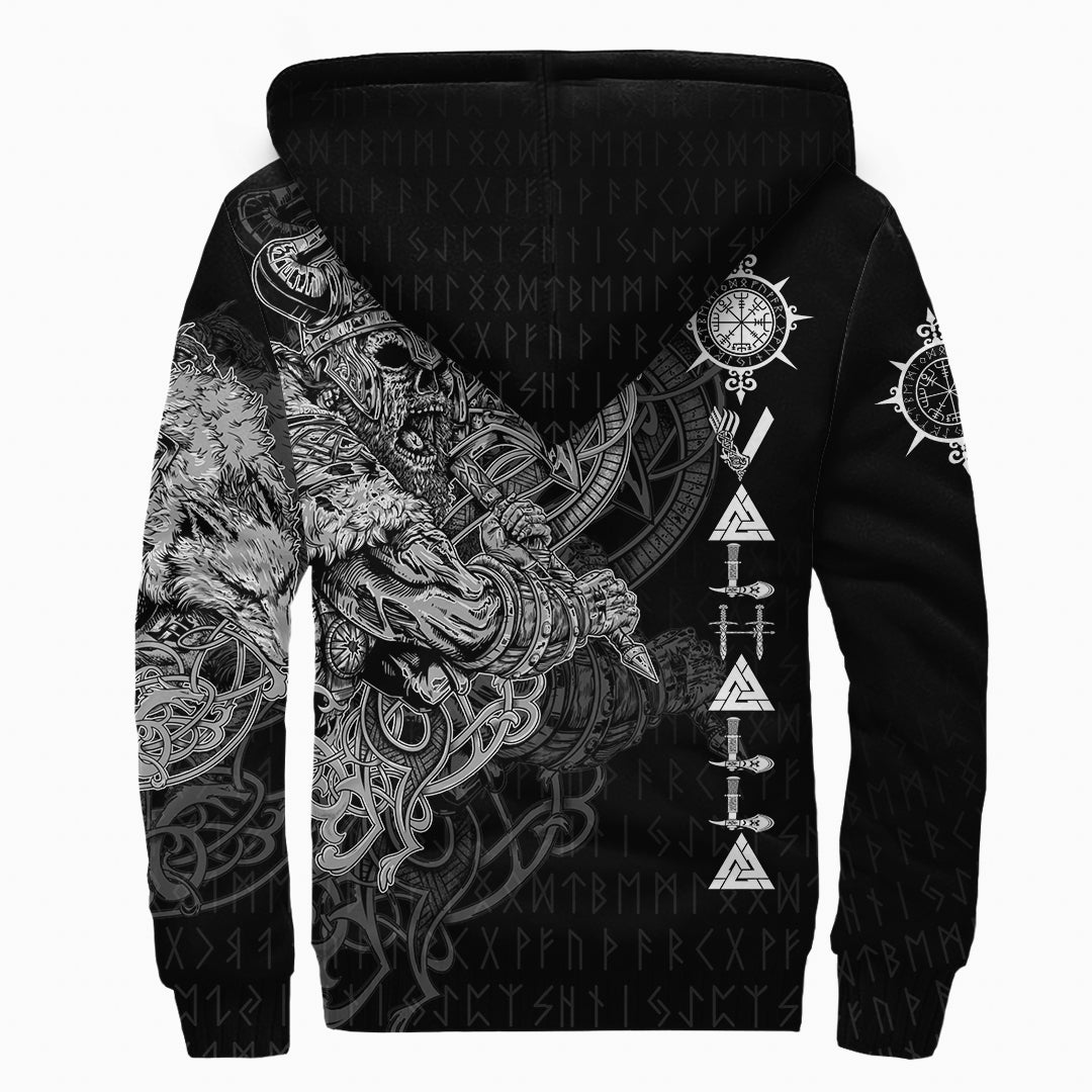 Viking Viking Warrior Valhalla Sherpa Hoodie Style Vegvisir RLT12 - Wonder Print Shop