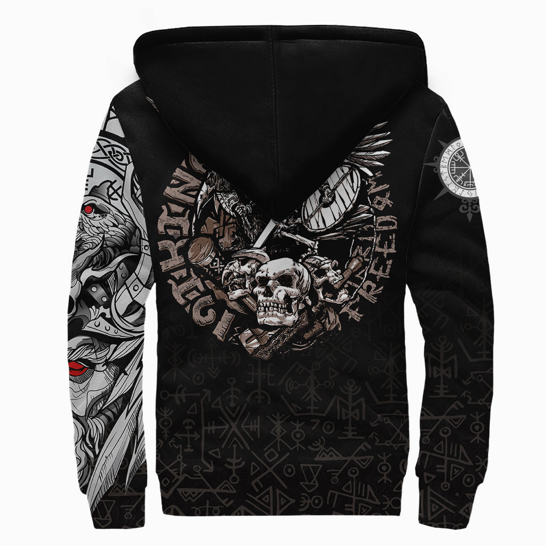 Viking Warrior Sherpa Hoodie Odin Tattoo RLT12 - Wonder Print Shop