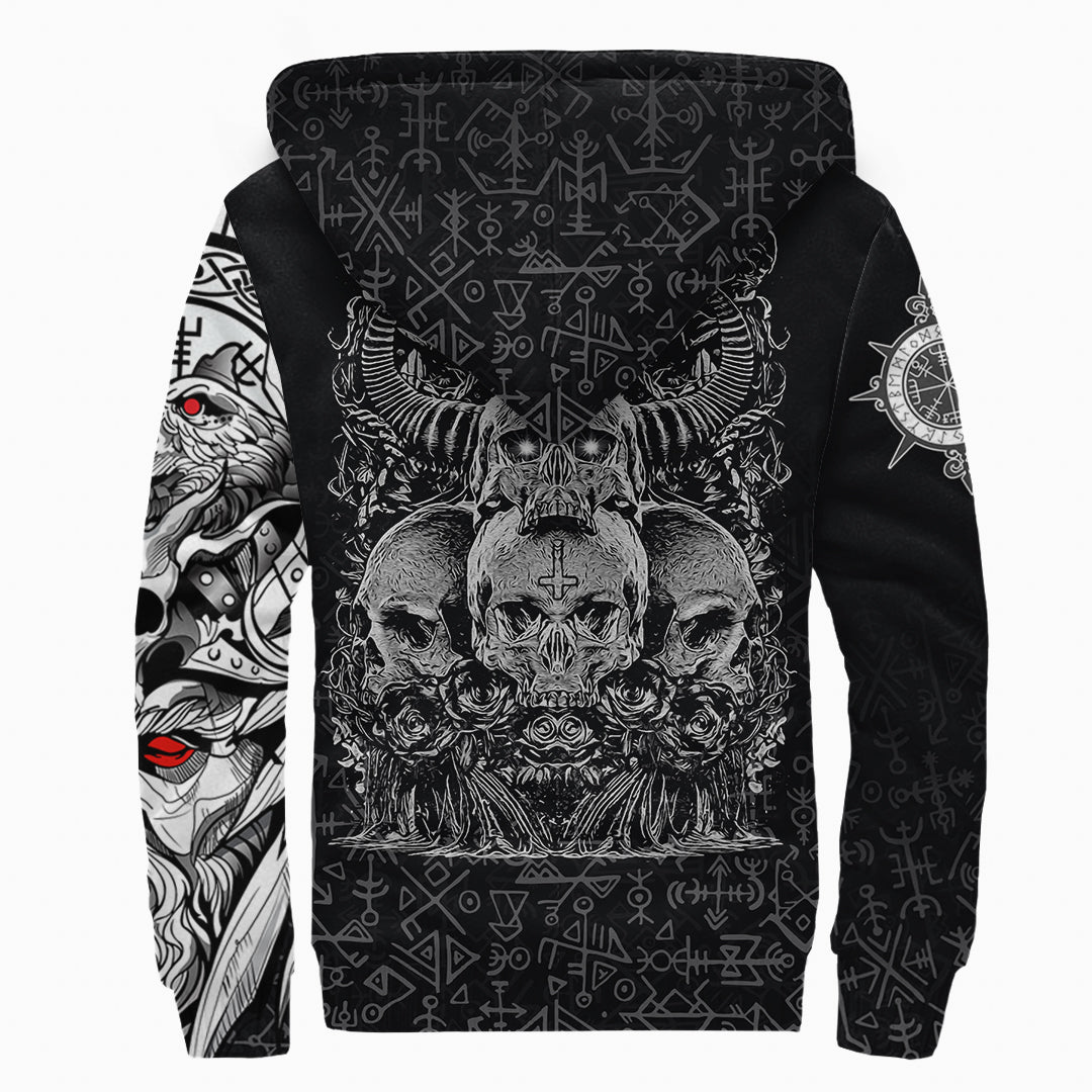 Viking Skull Honor Sherpa Hoodie RLT12 - Wonder Print Shop