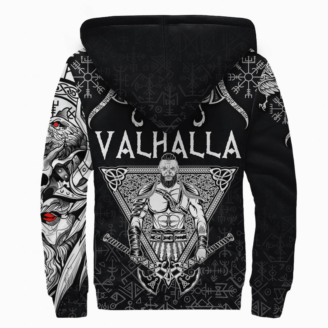 Viking Sherpa Hoodie Warrior Valhalla and Double Dragon RLT12 - Wonder Print Shop