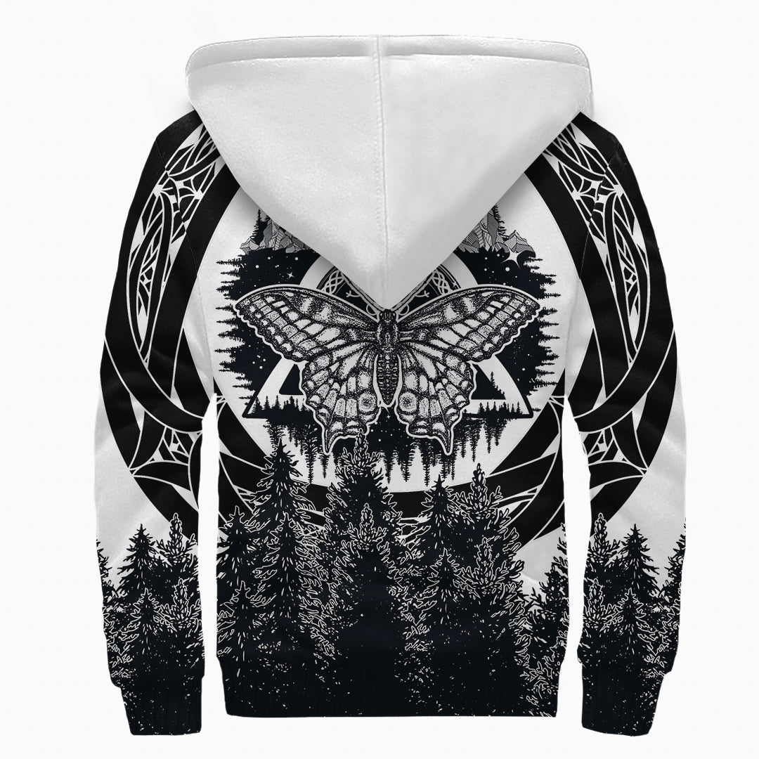 Viking Butterfly Style Celtic Of Pine Forest Sherpa Hoodie RLT12 - Wonder Print Shop