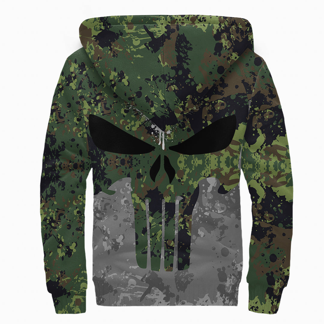 Viking Viking Skull Punisher Style Camo Sherpa Hoodie RLT12 - Wonder Print Shop