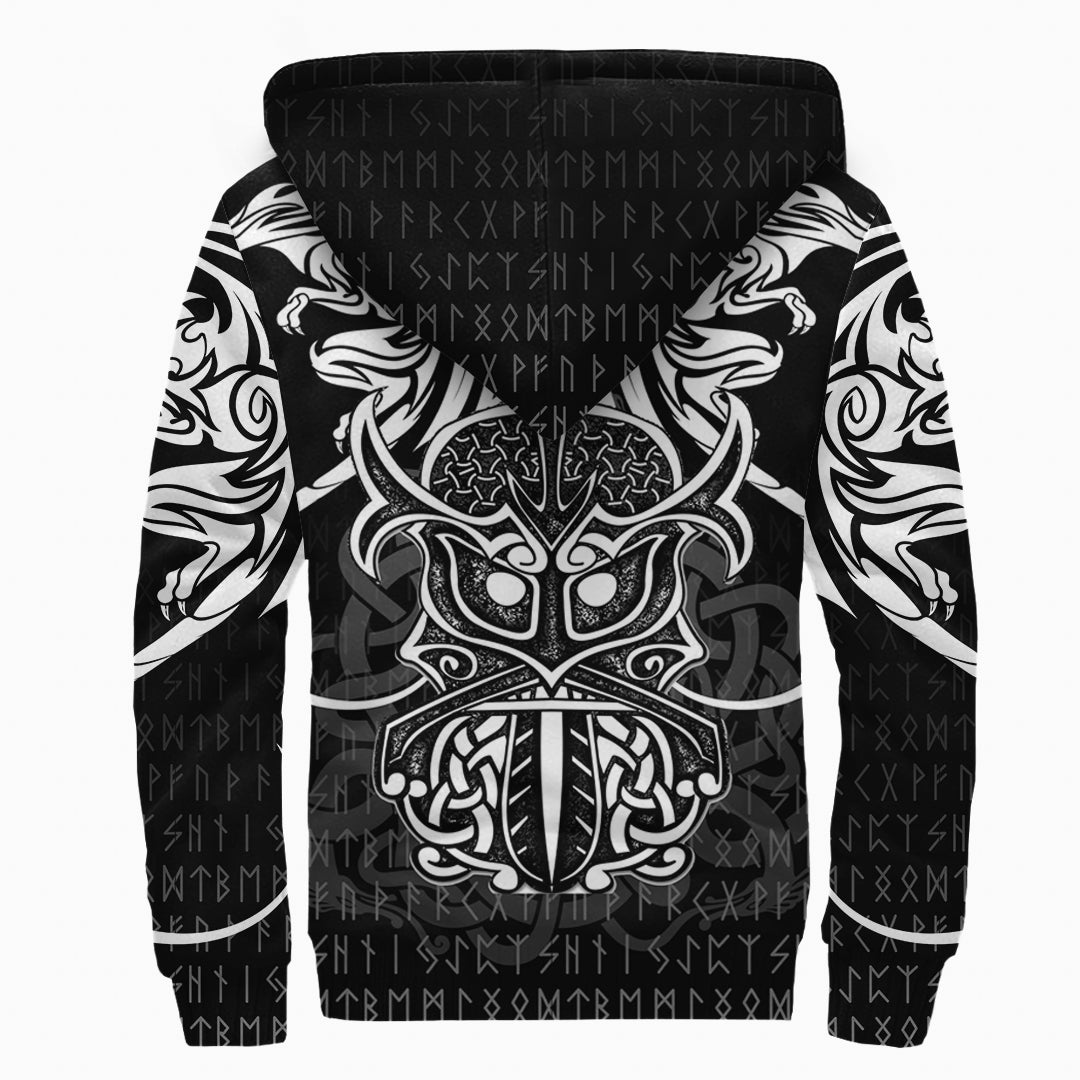 Viking Sherpa Hoodie - Njord and Dragon Tattoo RLT12 - Wonder Print Shop