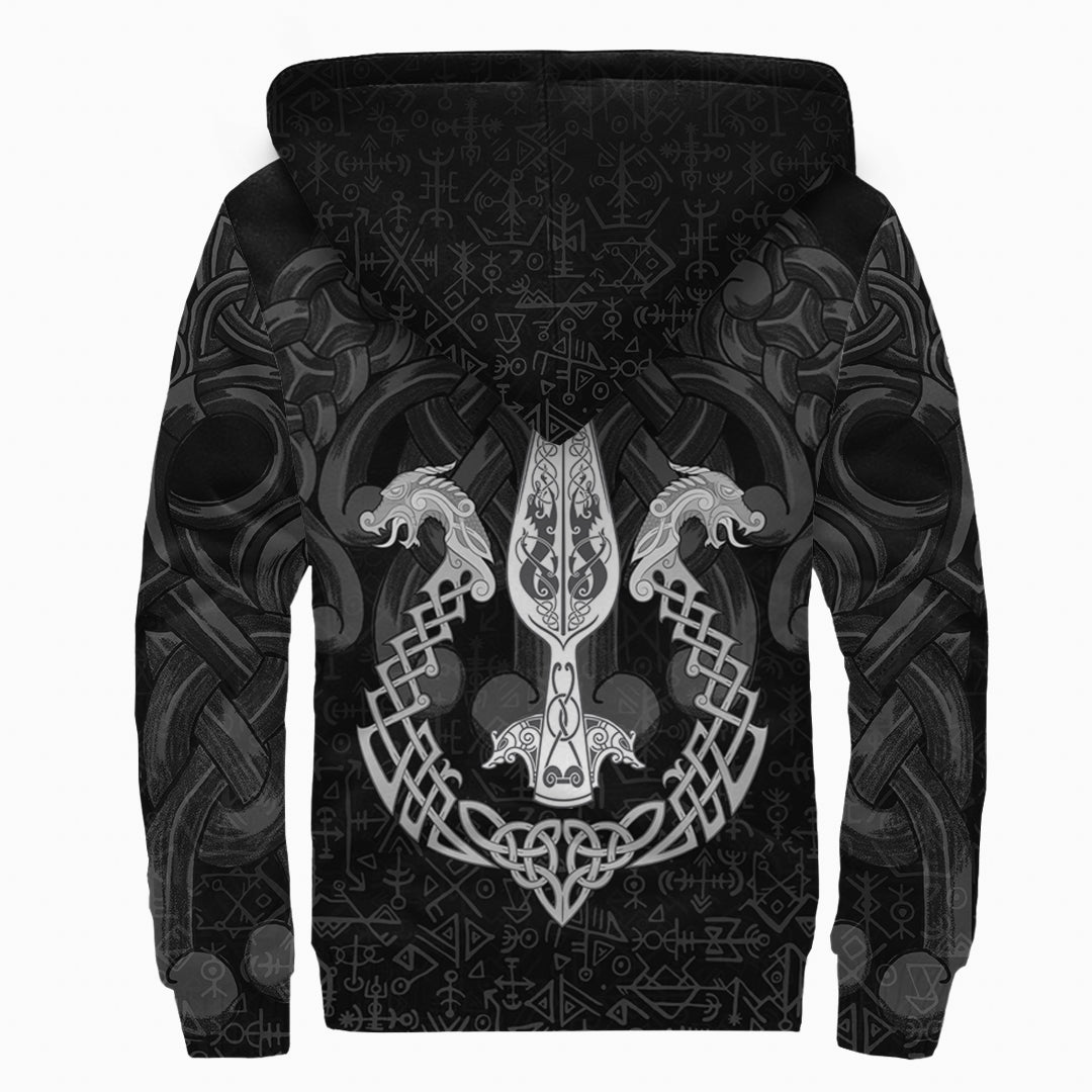 Viking Sherpa Hoodie - Gungnir Of Odin and Drakkar RLT12 - Wonder Print Shop