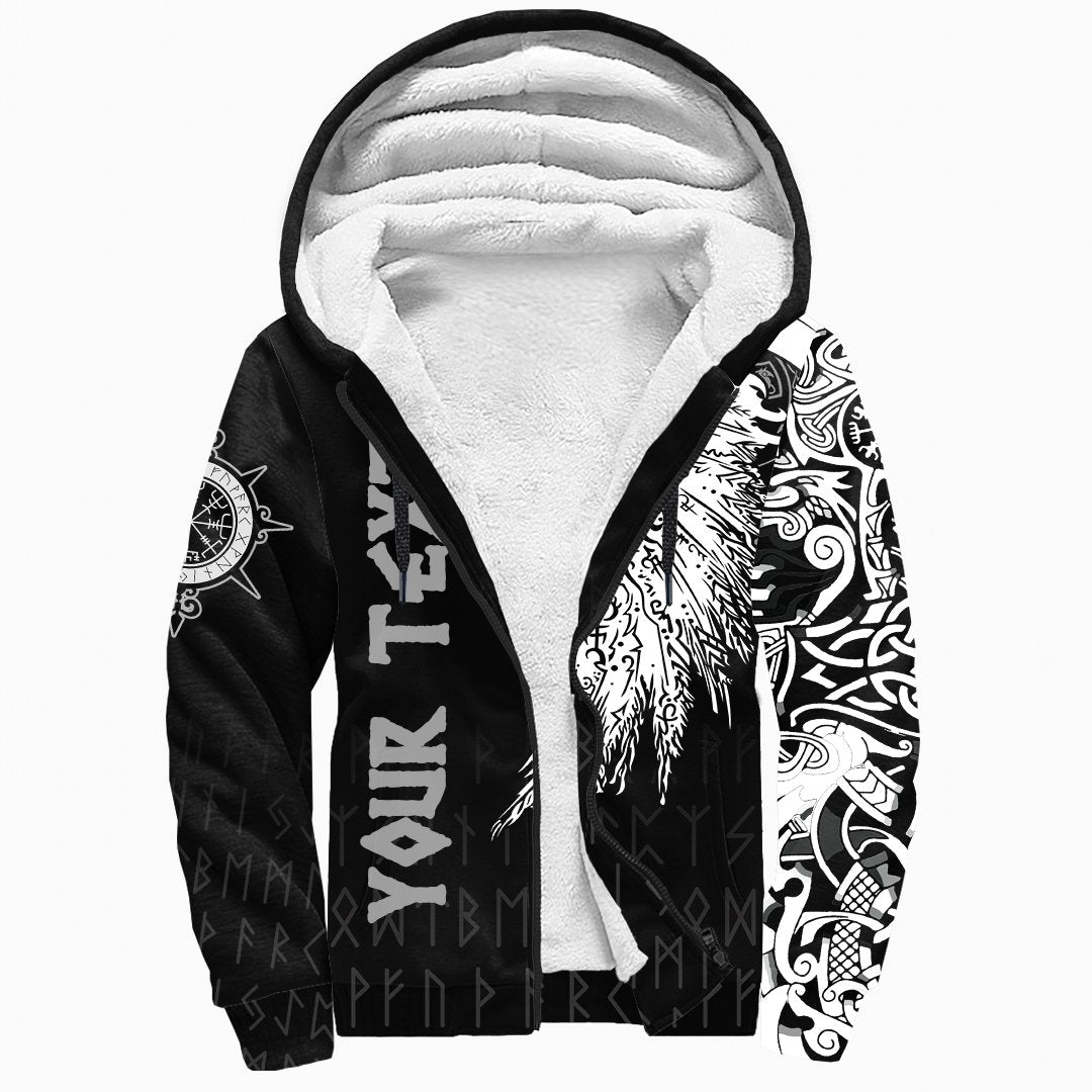 Custom Viking Sherpa Hoodie Mystical Raven Tattoo Special RLT12 - Wonder Print Shop