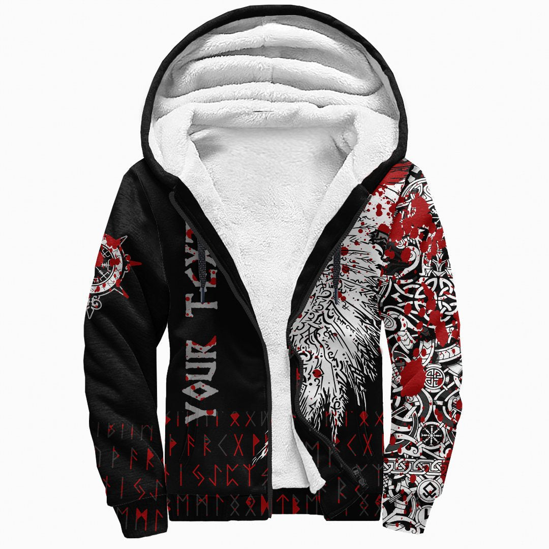 Custom Viking Sherpa Hoodie - Mystical Raven Tattoo Blood RLT12 - Wonder Print Shop