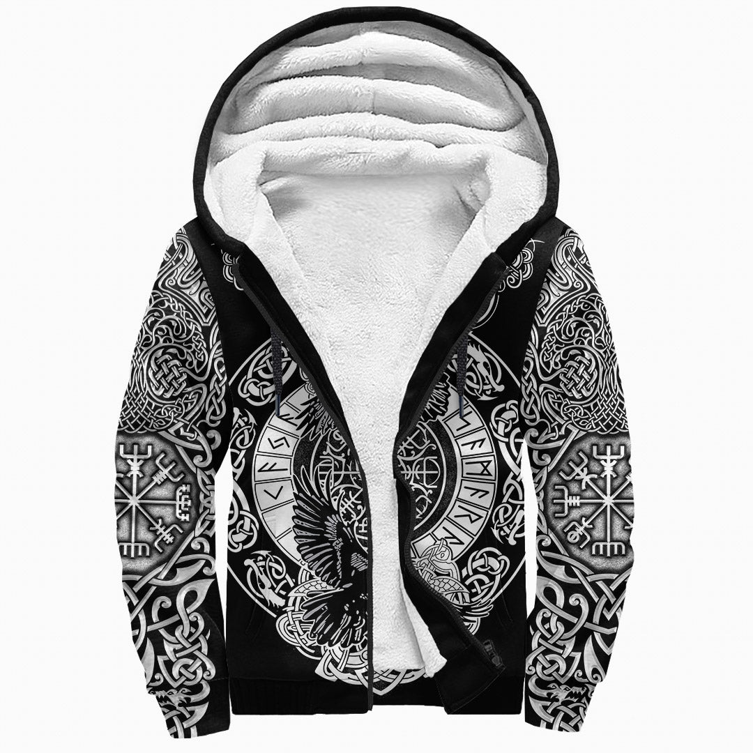 Viking Sherpa Hoodie Raven and Wolf RLT12 - Wonder Print Shop