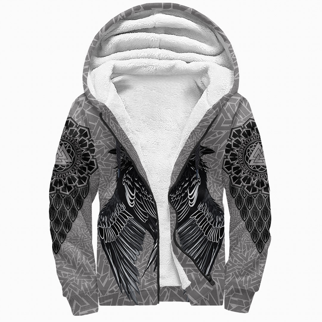 Viking Sherpa Hoodie Raven Valknut RLT12 - Wonder Print Shop