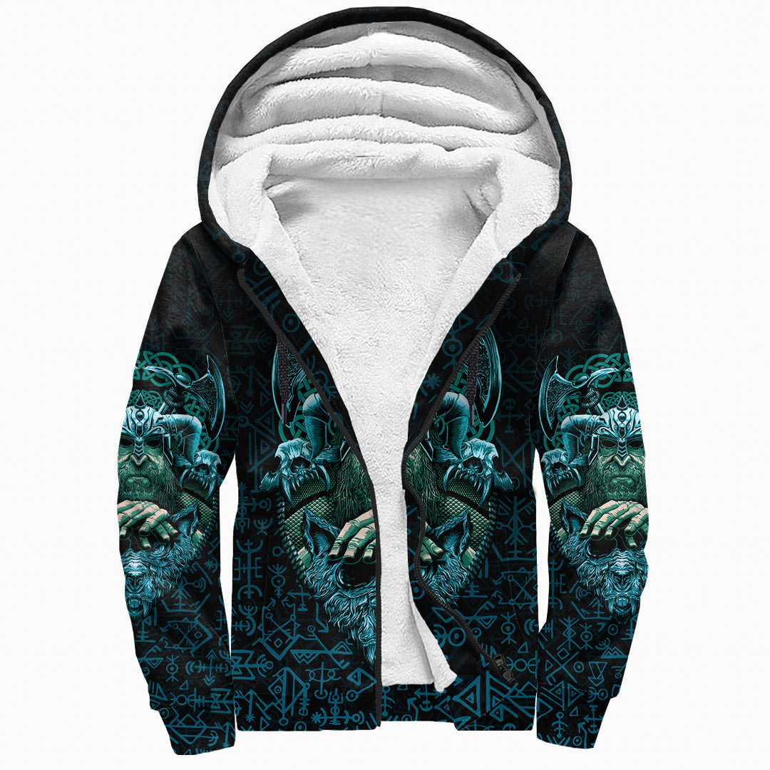 Viking Sherpa Hoodie Odin With Fenrir RLT12 - Wonder Print Shop