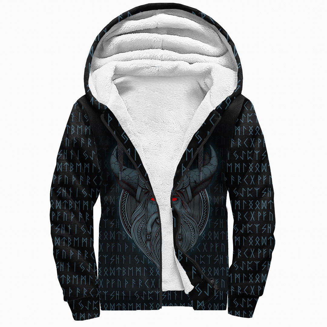 Viking Sherpa Hoodie - Odin Angry RLT12 - Wonder Print Shop