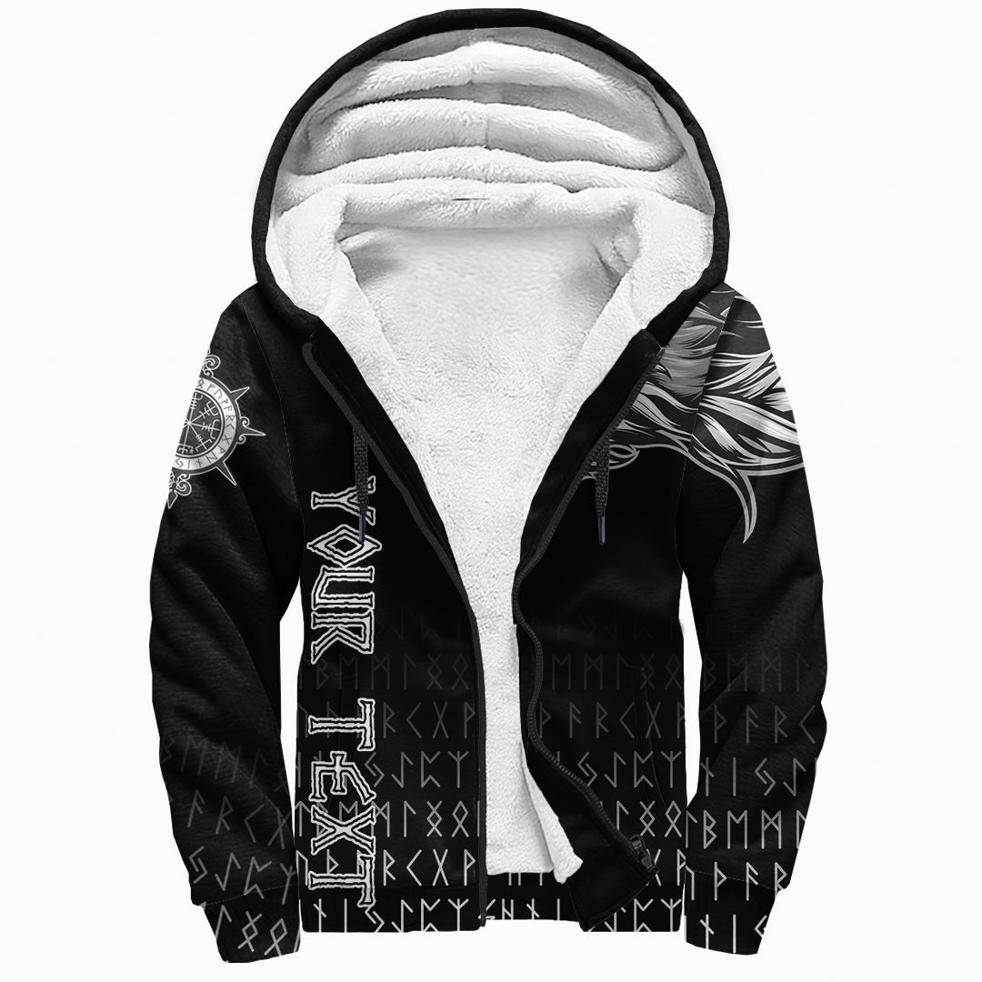 (Custom) Viking Sherpa Hoodie Fenrir Wolf Near Shoulder RLT12 - Wonder Print Shop