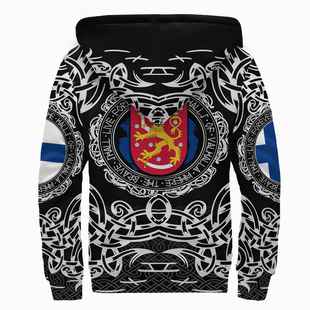 Viking Sherpa Hoodie - Finland Viking Pattern RLT12 - Wonder Print Shop