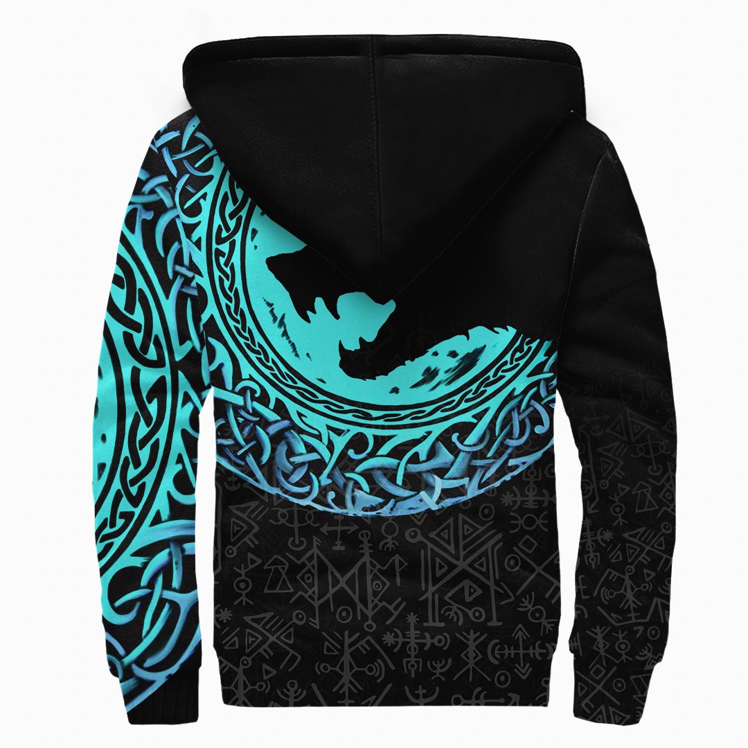 (Custom) Viking Sherpa Hoodie - Fenrir Norse Wolf RLT12 - Wonder Print Shop